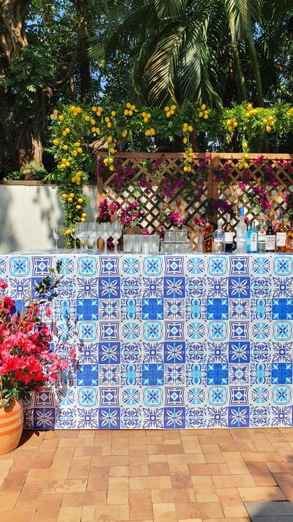 Bar and Floral detail — Welcome Lunch decor — Alila Diwa Goa